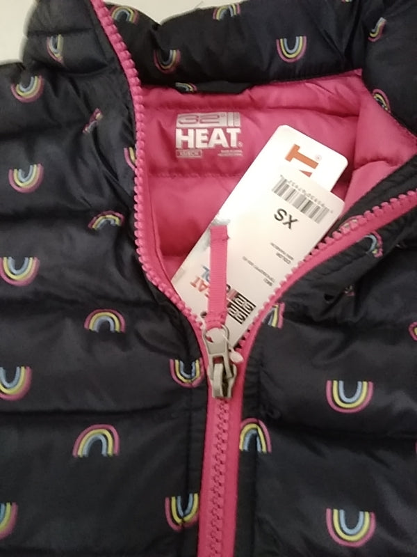 NWT - 32 DEGREES HEAT navy Mini Rainbow Print Quilted Puffer Vest - Youth XS