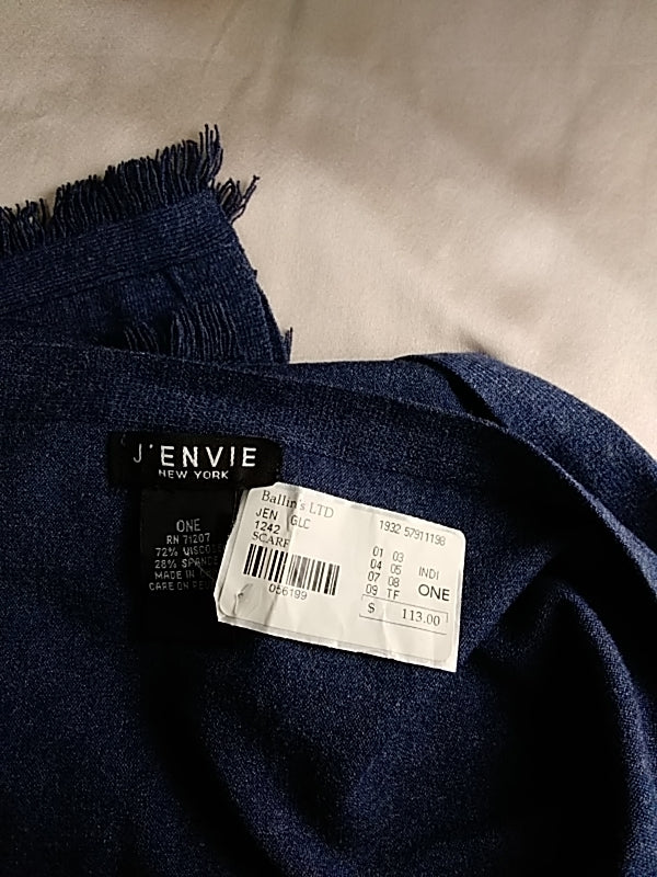 NWT J'ENVIE of New York Blue Fringe Scarf