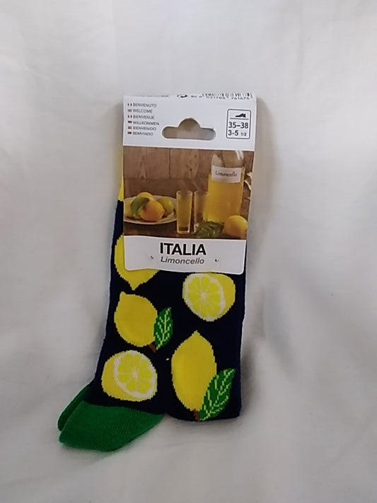 NEW - MEIA MANIA navy yellow Italia Limoncello Crew Socks - 35/38 |  US 3-5 1/2