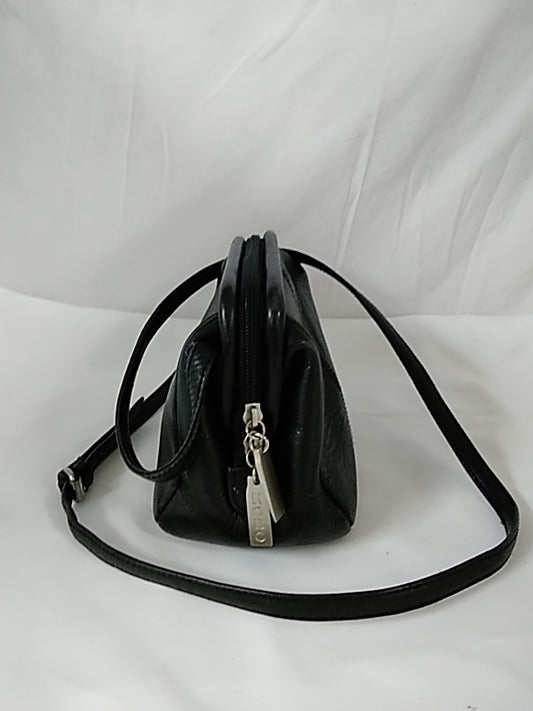 Vintage HOBO INTERNATIONAL Small Black Leather Crossbody Zipper Bucket Bag