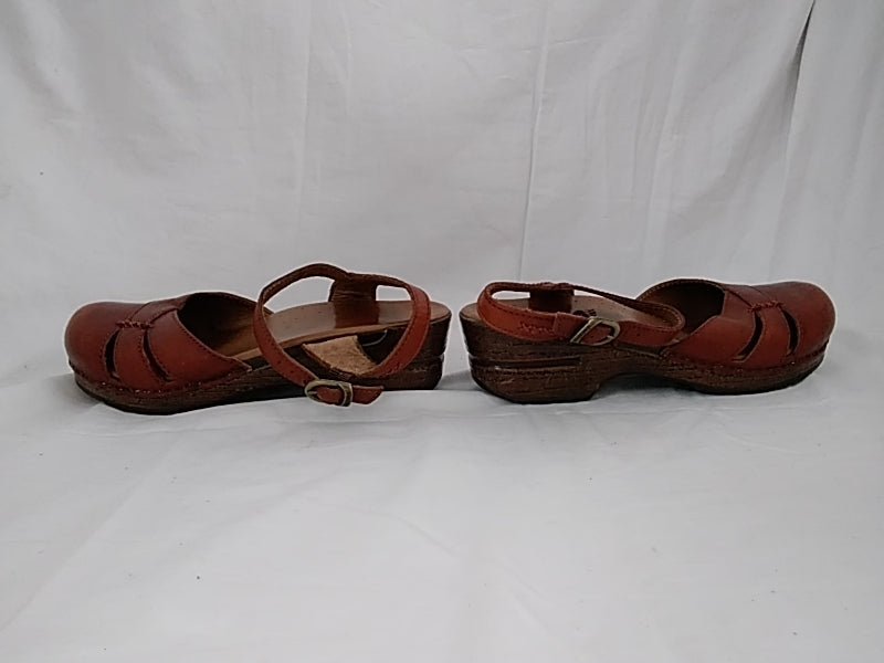 DANSKO Reddish Brown Leather Clog with Ankle Strap Women's Size 40/ 9.5(US)