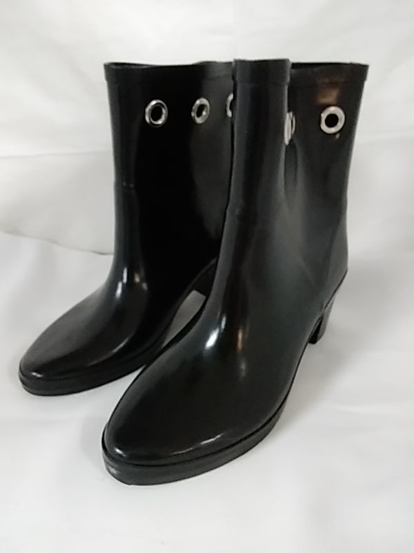KATE SPADE Black Rubber Rain Short Heeled Boots Women's Size 6