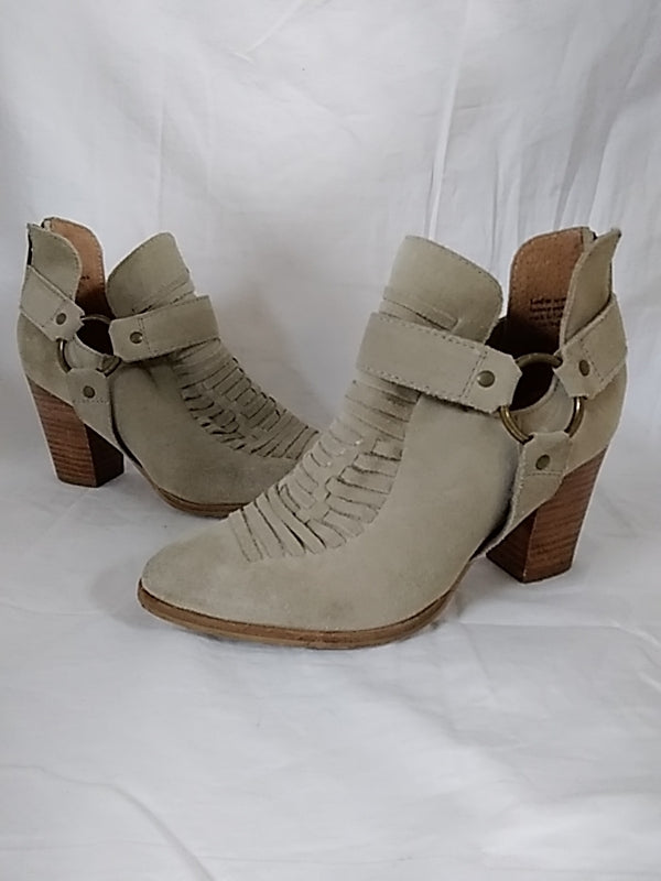 SEYCHELLES  Sand Woven Suede Leather Ankle Bootie Boots - Size 7