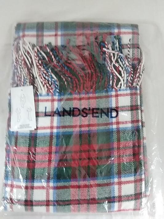 NWT - Lands End Rich Red Multi Plaid Scarf