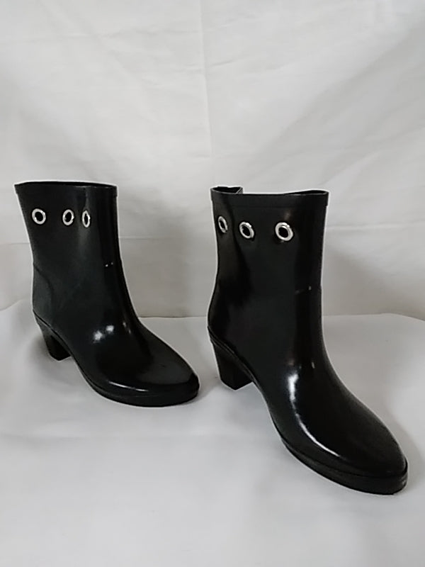 KATE SPADE Black Rubber Rain Short Heeled Boots Women's Size 6