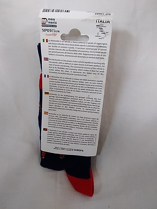 NEW - MEIA MANIA navy red Italia Motoretta Crew Socks - 35/38 |  US- 3-5 1/2