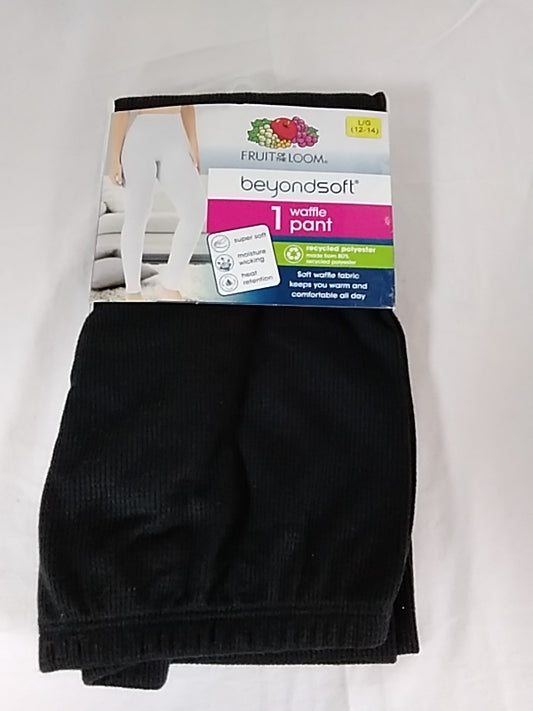 NWD- Fruit of the Loom Waffle Pant beyondsoft  Women's Size L 12-14 Black