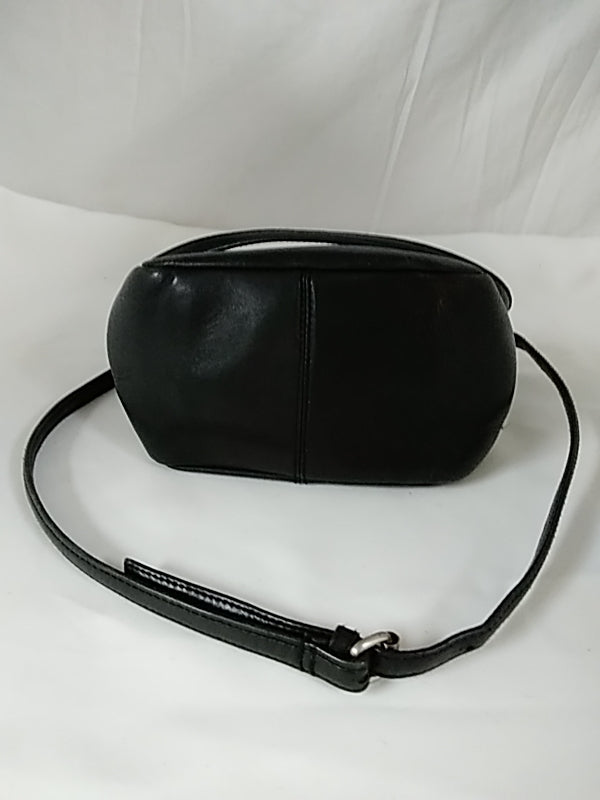 Vintage HOBO INTERNATIONAL Small Black Leather Crossbody Zipper Bucket Bag