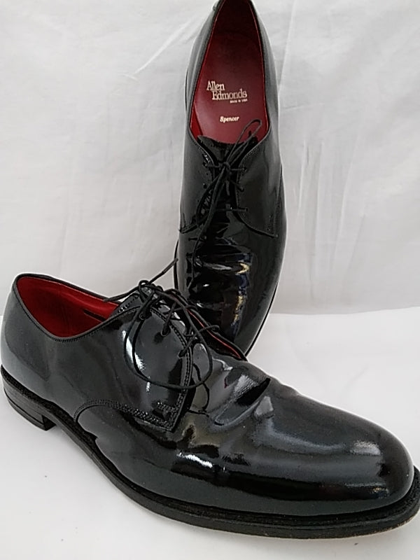 Allen Edmonds Spencer Black Men's 11 Patent Leather Oxfords Shoes Derby Tuxedo