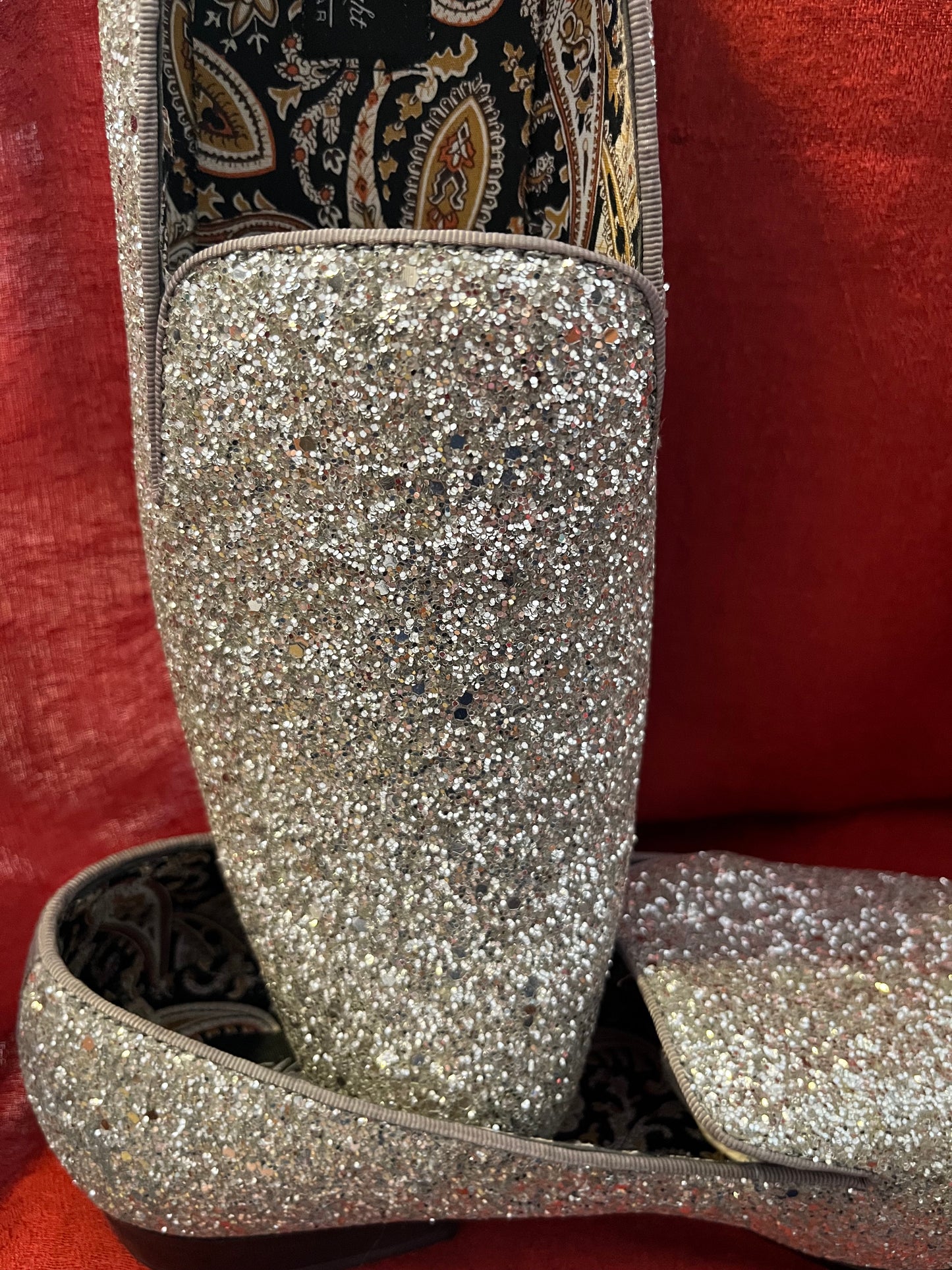 After Midnight Formal Footwear Silver Sequin Slip On-Size 13