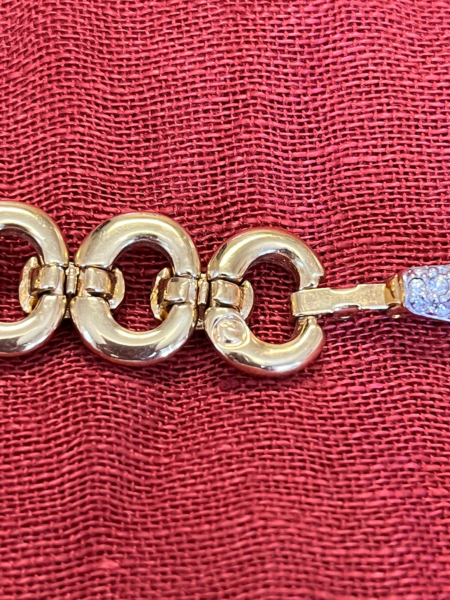 Vintage Swarovski Crystal Gold Tone Link Bracelet and Earring Set