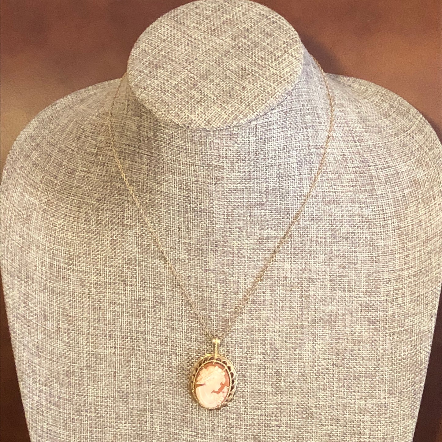 14k Gold Cameo Pendant with Chain