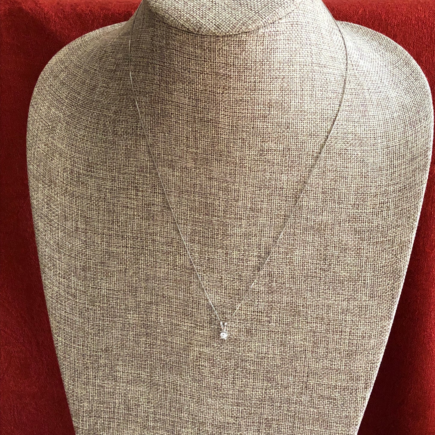 14K White Gold Diamond Necklace-22 Inches