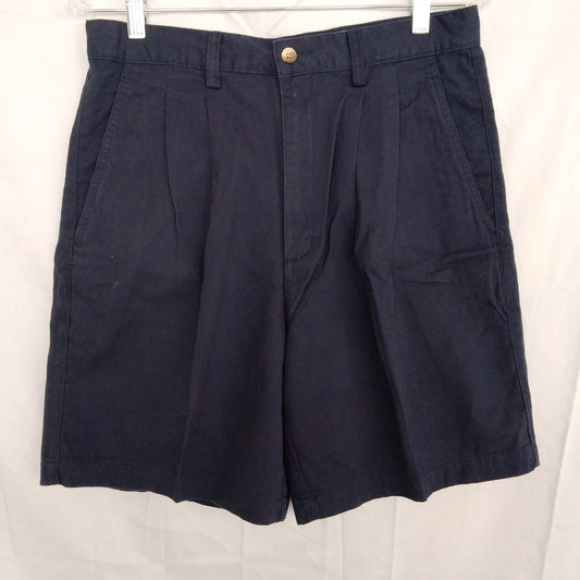 NWT - Eddie Bauer navy Pleated Twill Shorts - 32