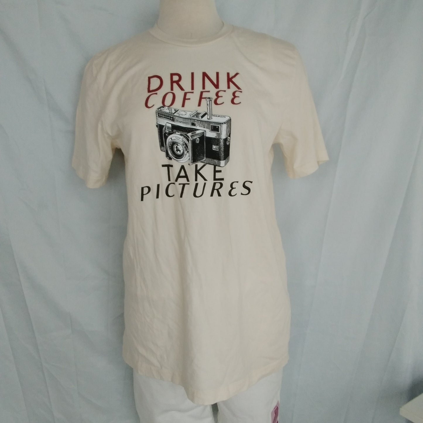 Drink Coffee Take Pictures Graphic Tee - Size L