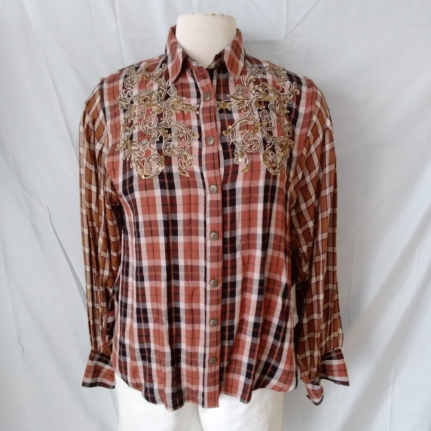Free People - Women's Copper Plaid Shirt - Size S - NWT