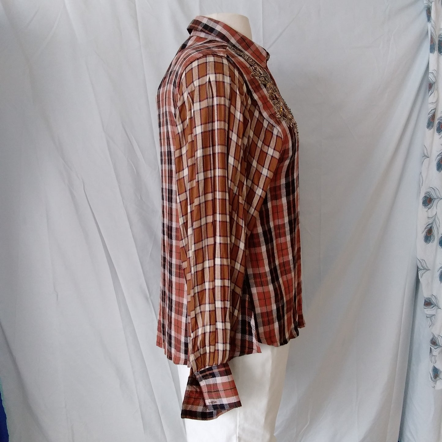 Free People - Women's Copper Plaid Shirt - Size S - NWT