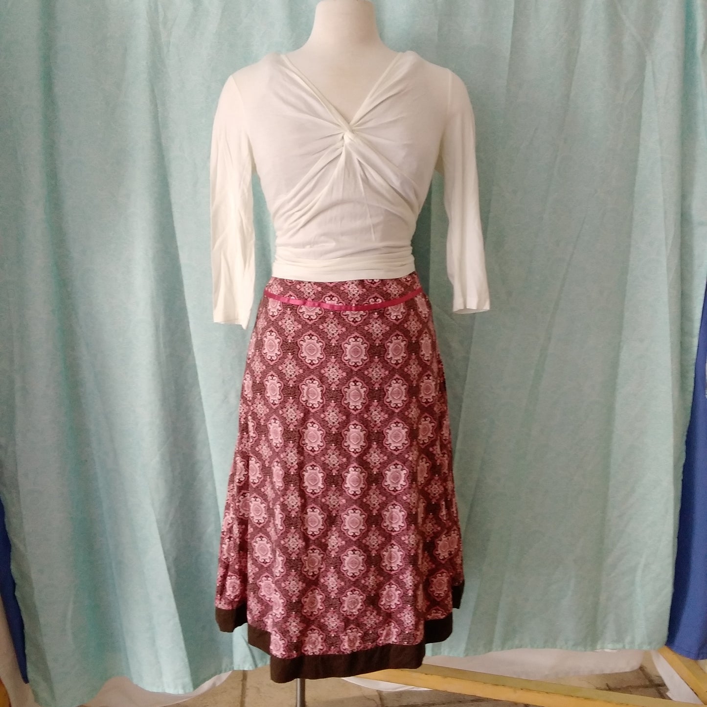 Linden Hill Women's Pink and Brown Skirt - Size 4
