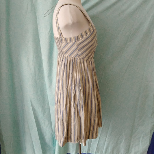 Free People Blue White Grey Sleeveless Mini Dress - 2