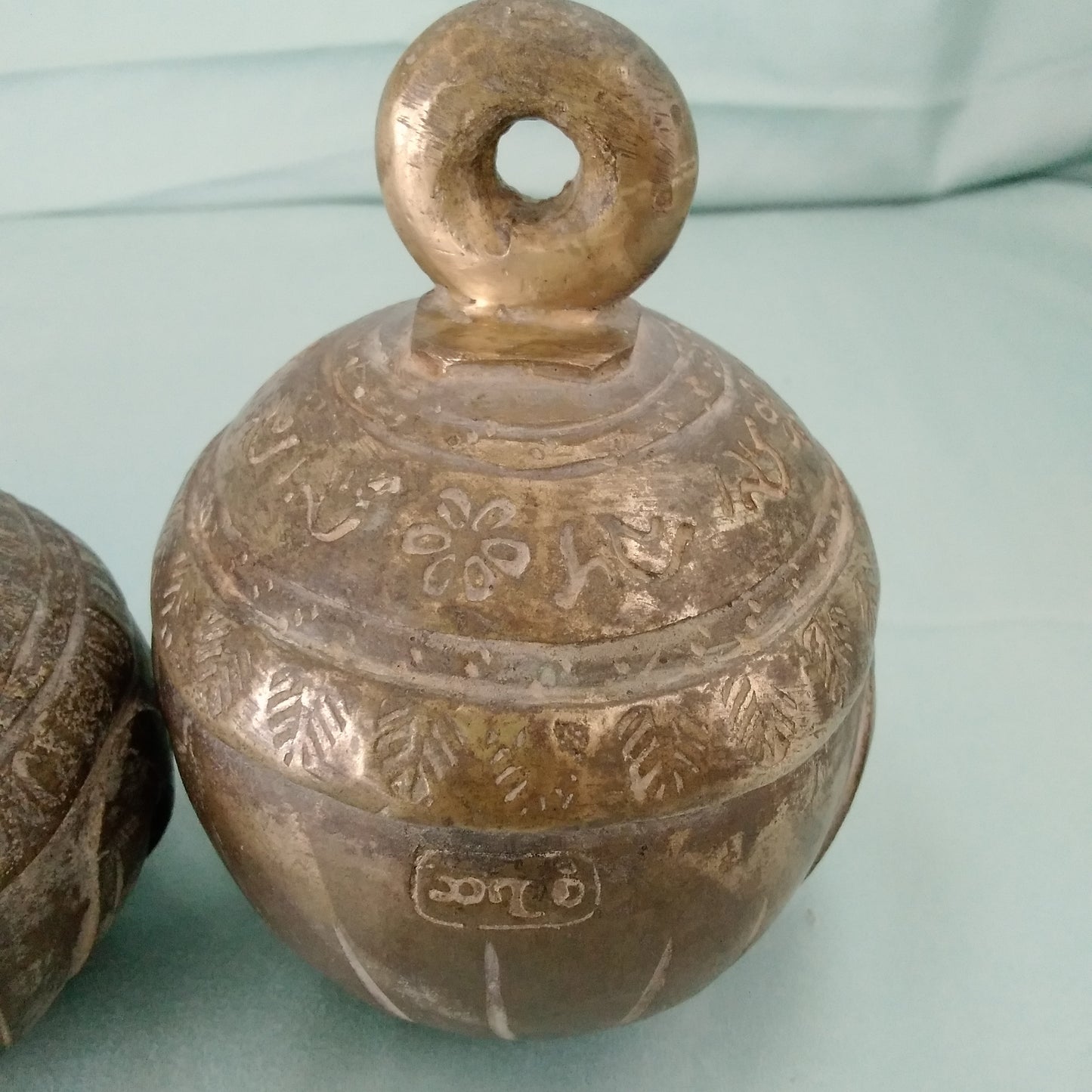 Antique Hand Carved Solid Brass Cow/Camel Bell - Set of 3