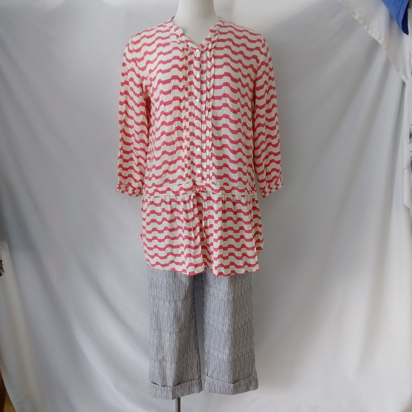 Anthropologie Isabella Sinclair Pink and White Tunic Top - L