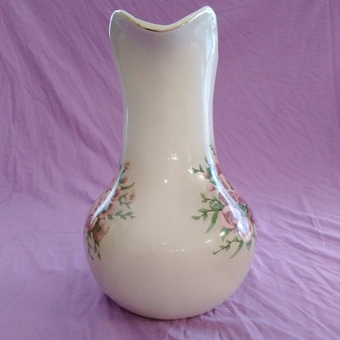 Vintage Belk "All For You" Large Floral Bisque Porcelain Pitcher