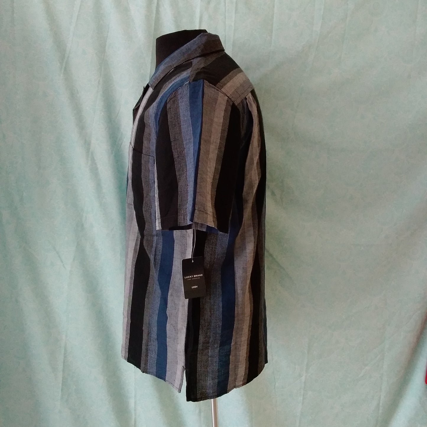 Lucky Brand Men's Blue Striped Short Sleeve Shirt NWT- Size S