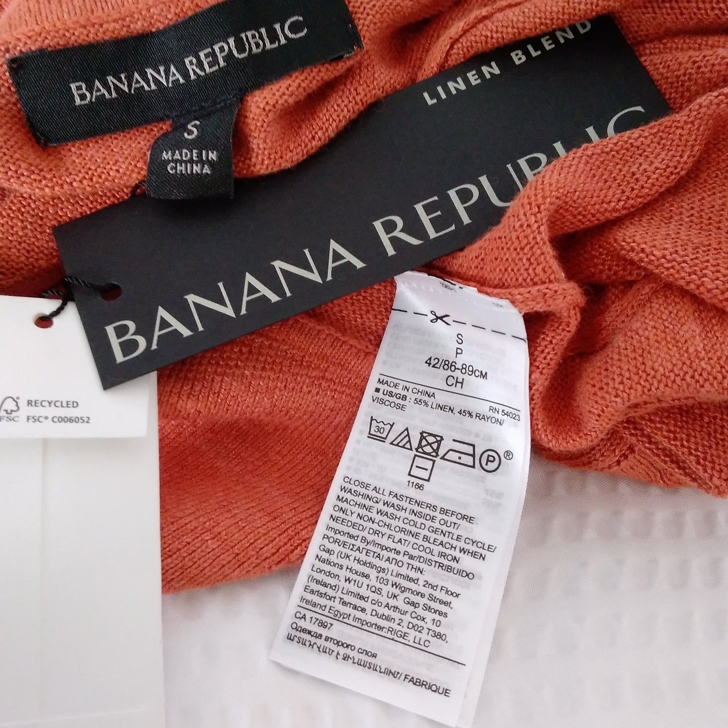 Banana Republic Women's Burnt Orange Linen Blend Sweater Polo NWT- Size S