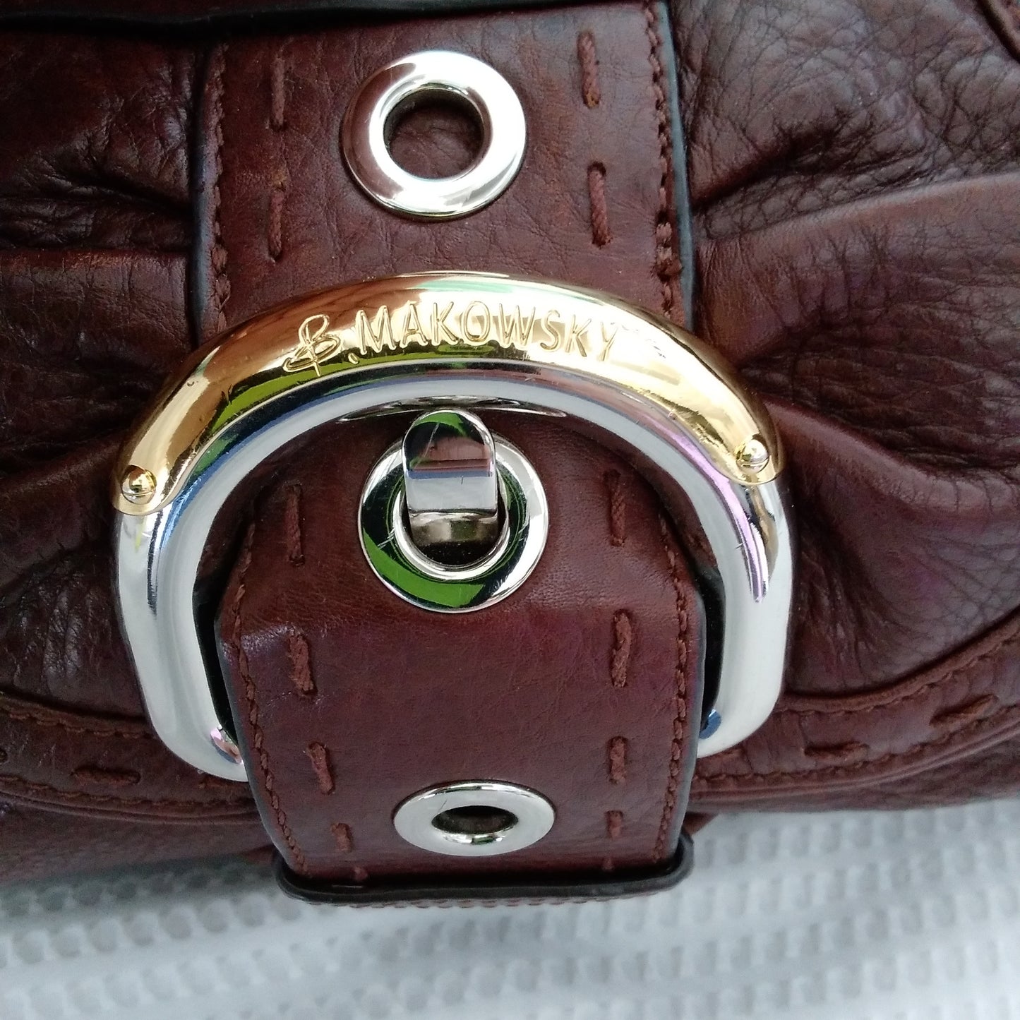 B. Makowsky Brown Leather Shoulder Bag