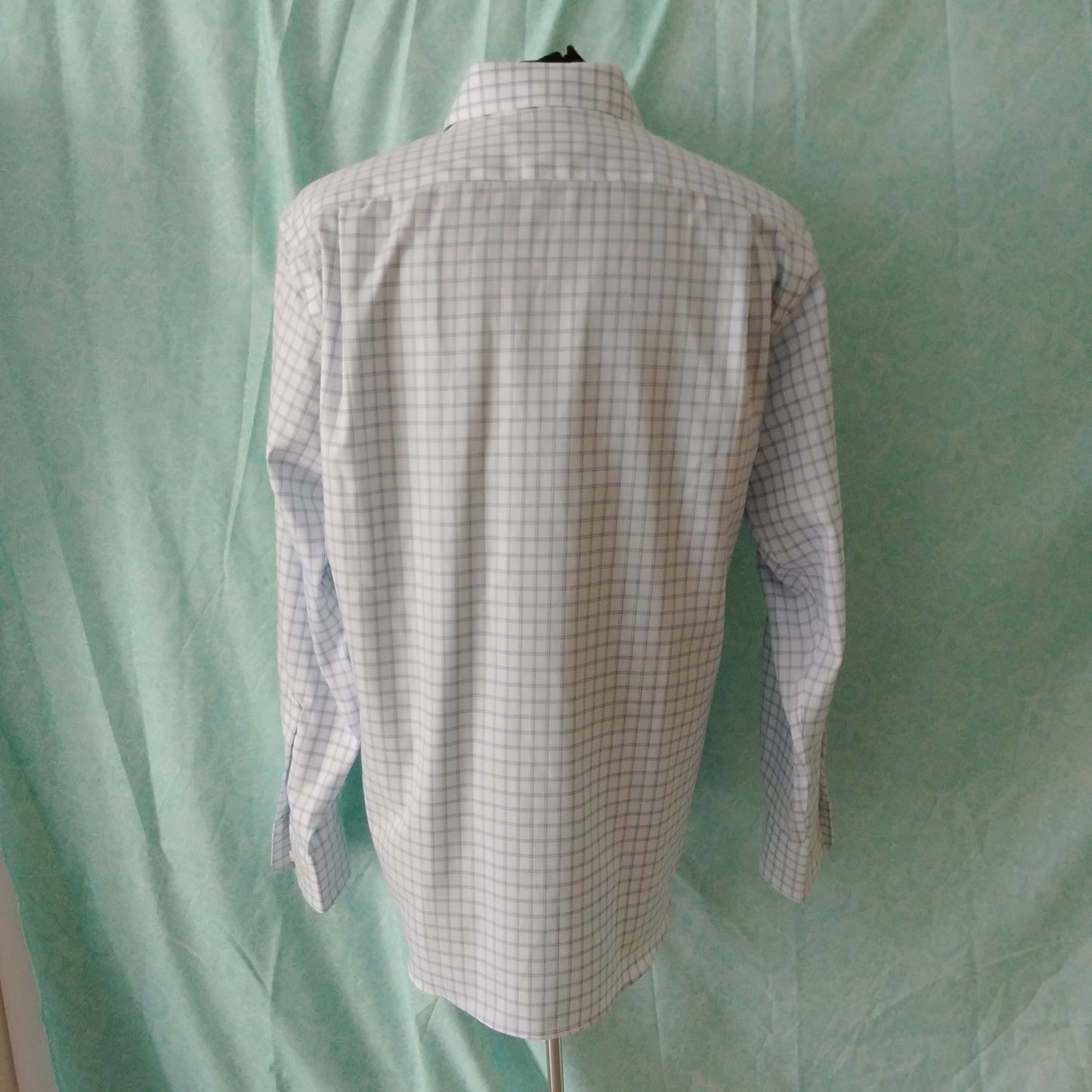 NWT - Pronto Uomo Men's Blue White Checkered Shirt - 16.5 34/35