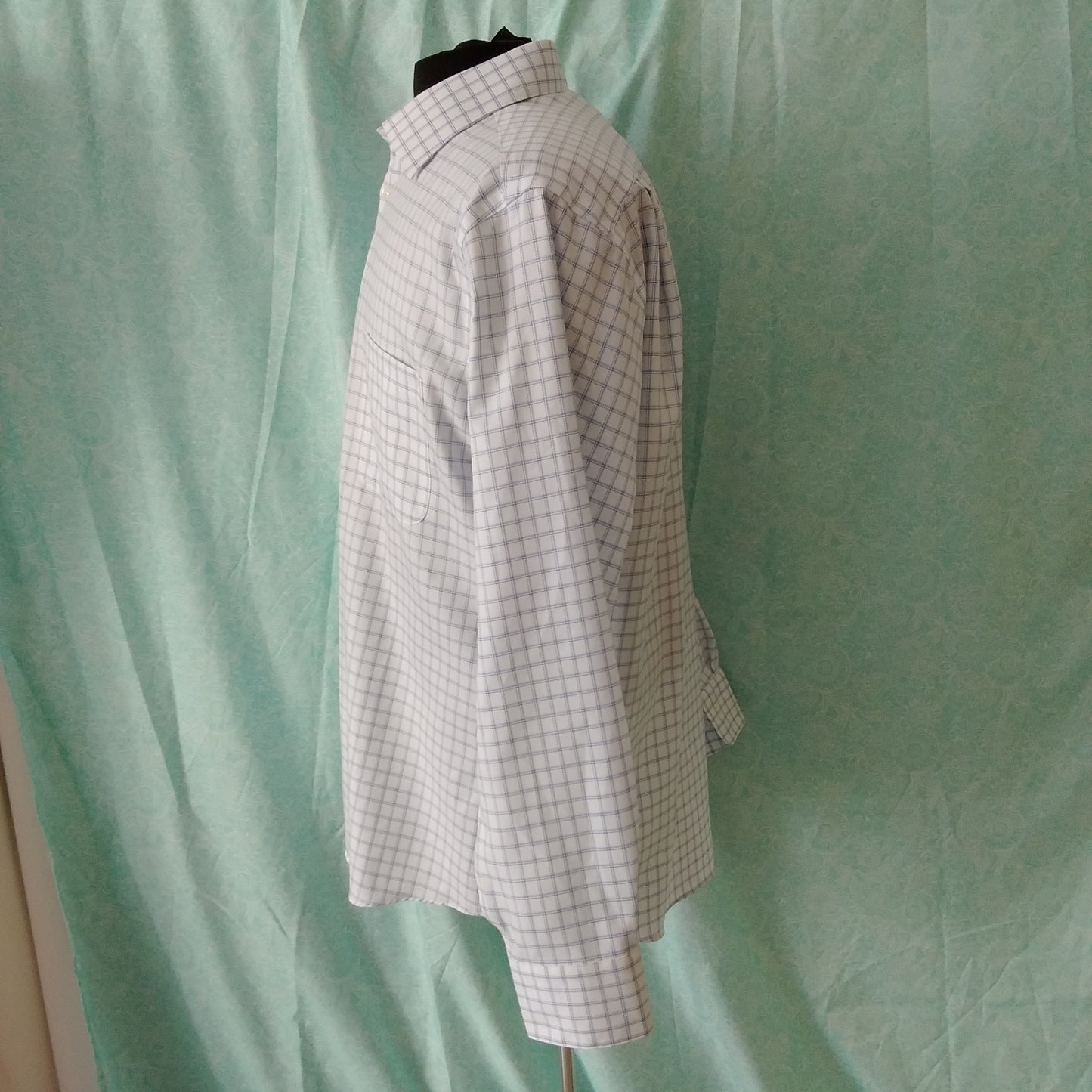 NWT - Pronto Uomo Men's Blue White Checkered Shirt - 16.5 34/35