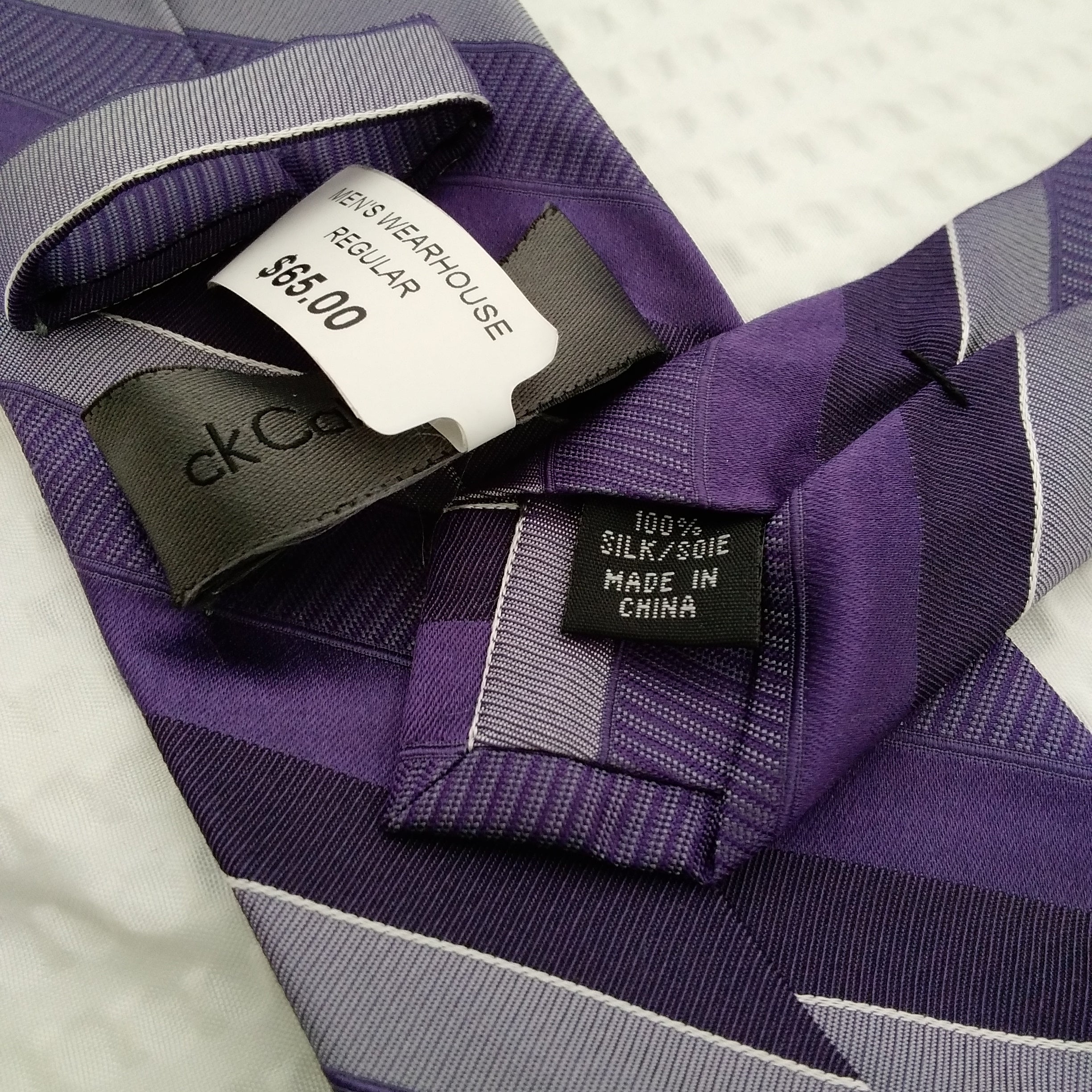 Calvin Klein Purple and Silver Silk Tie NWT CommunityWorx