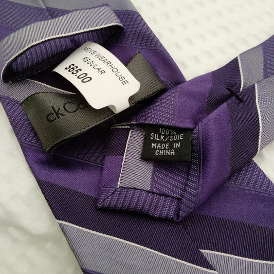 Calvin Klein Purple and Silver Silk Tie - NWT