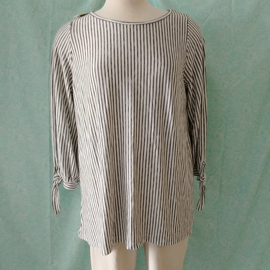 NWT - Max Studio Black White Stripe 3/4 Sleeve Shirt - 1X