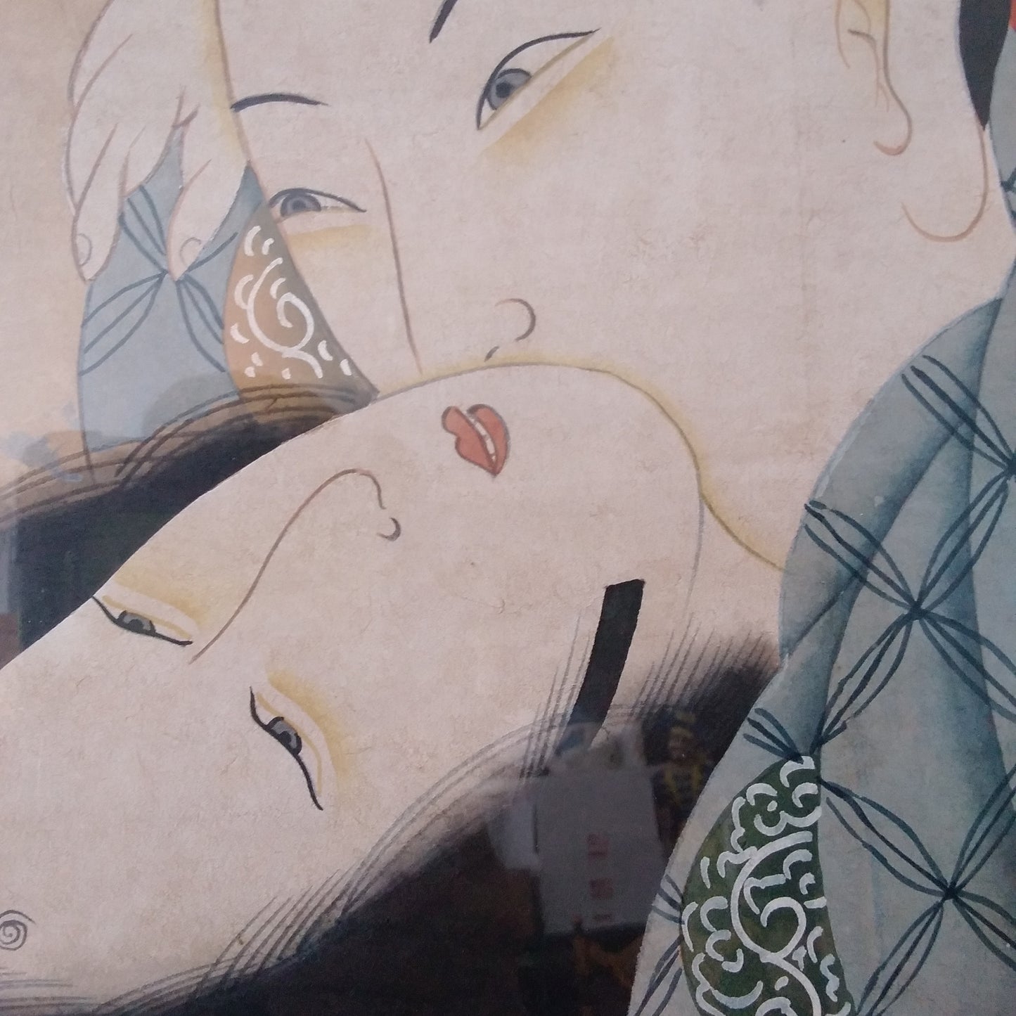 Asian Art - Man and Woman Embracing - Stamped