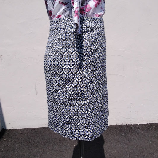 NWT - Loft Blue White Print Skirt - 4