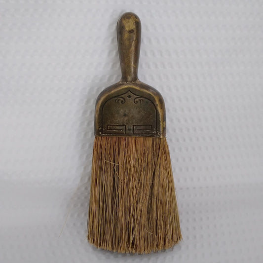 Vintage Pocket/Barber Brush with Metal Handle and Leather Case