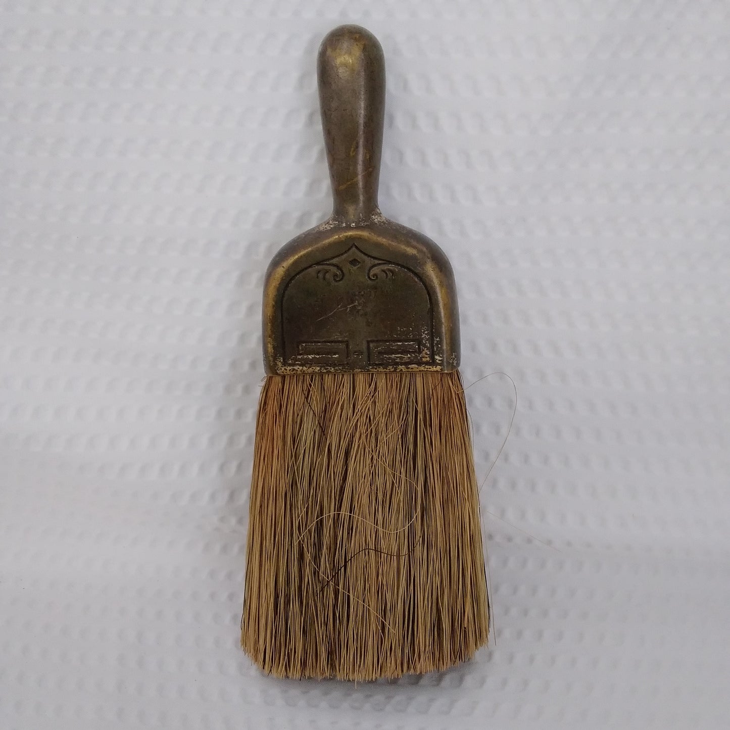 Vintage Pocket/Barber Brush with Metal Handle and Leather Case