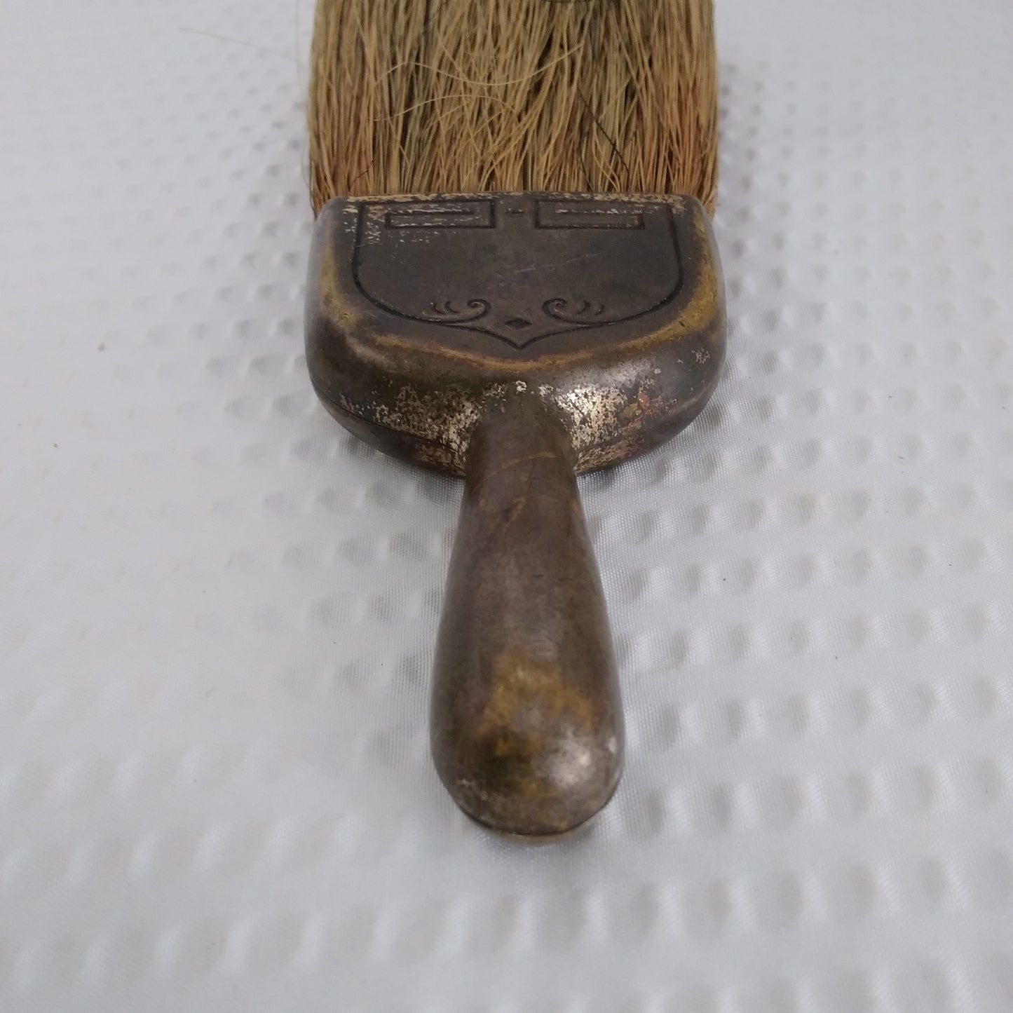 Vintage Pocket/Barber Brush with Metal Handle and Leather Case