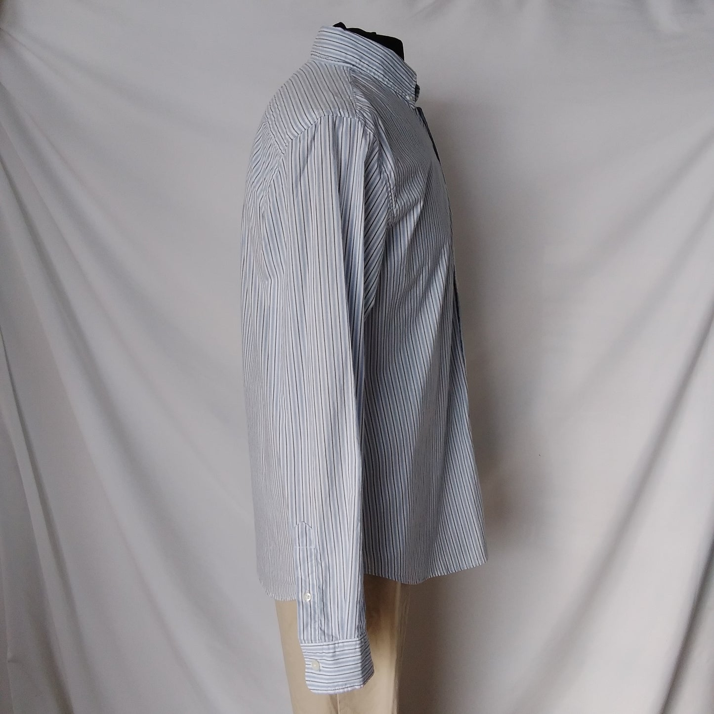 NWT - GAP Blue Striped Standard Fit Long-Sleeve Shirt - M