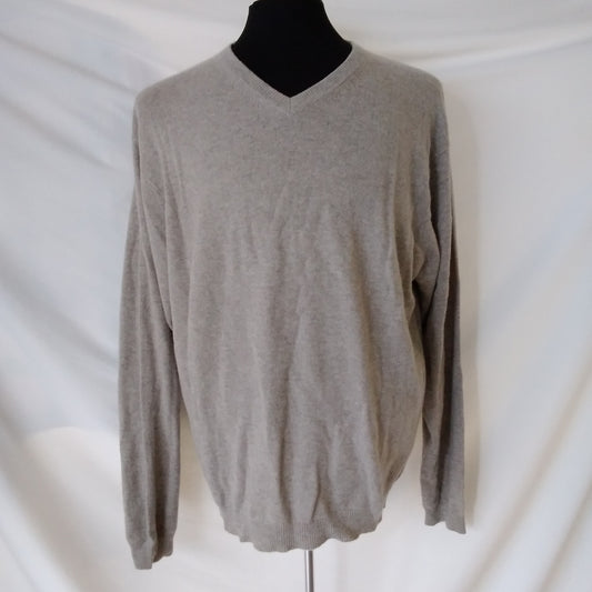 Club Room Gray V-Neck Cashmere Sweater - L