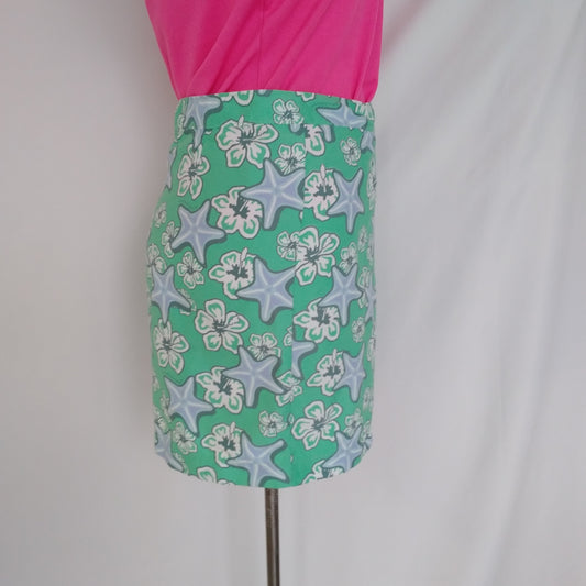 Vineyard Vines Green Starfish Print Wrap Skirt - S