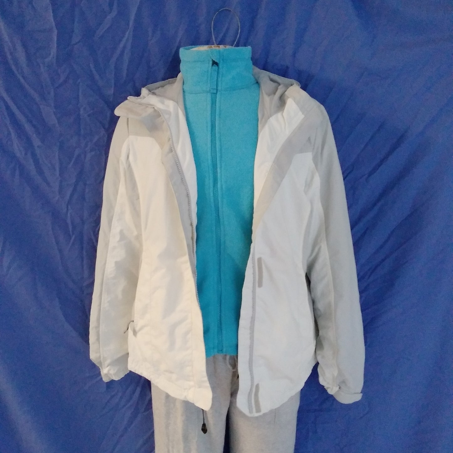 Eddie Bauer blue white Snowfoil 3 in 1 Hooded Coat Jacket - L