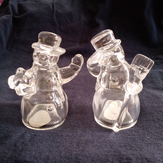 Set of 2 Lenox Crystal 3.5" Snowmen Figurines/Ornaments