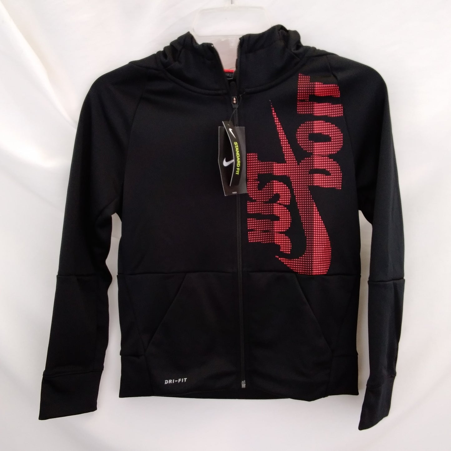 NWT - Nike Boy's Black Hooded Full Zipper Dri-Fit Jacket - Size: M