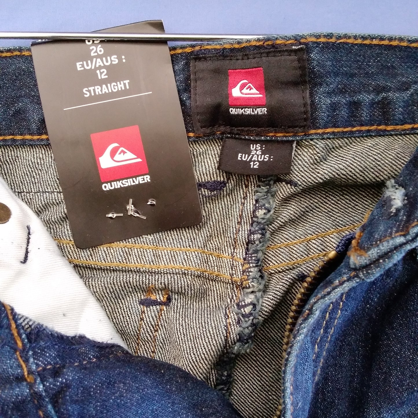 NWT - Quicksilver Youth Straight Cut Denim Jeans - EU/AUS:12 / US: 26