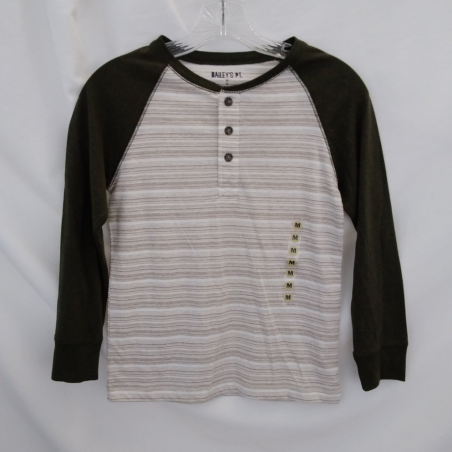 NWT - Bailey's Pt Boy's 3/4 Button Long Sleeve Shirt - M | 8