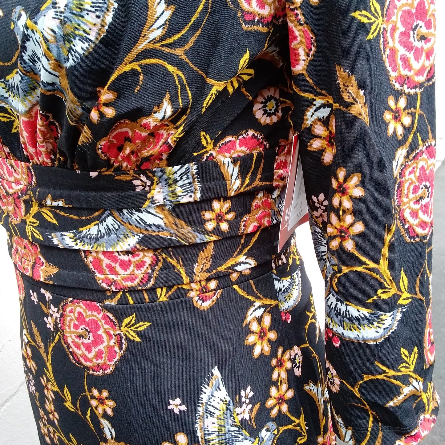 NWT - MELROSE black multicolored Floral 3/4 Sleeve Dress - 8