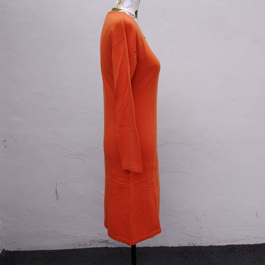 Garnet Hill Orange Long Sleeve Merino Wool Sweater Dress - S