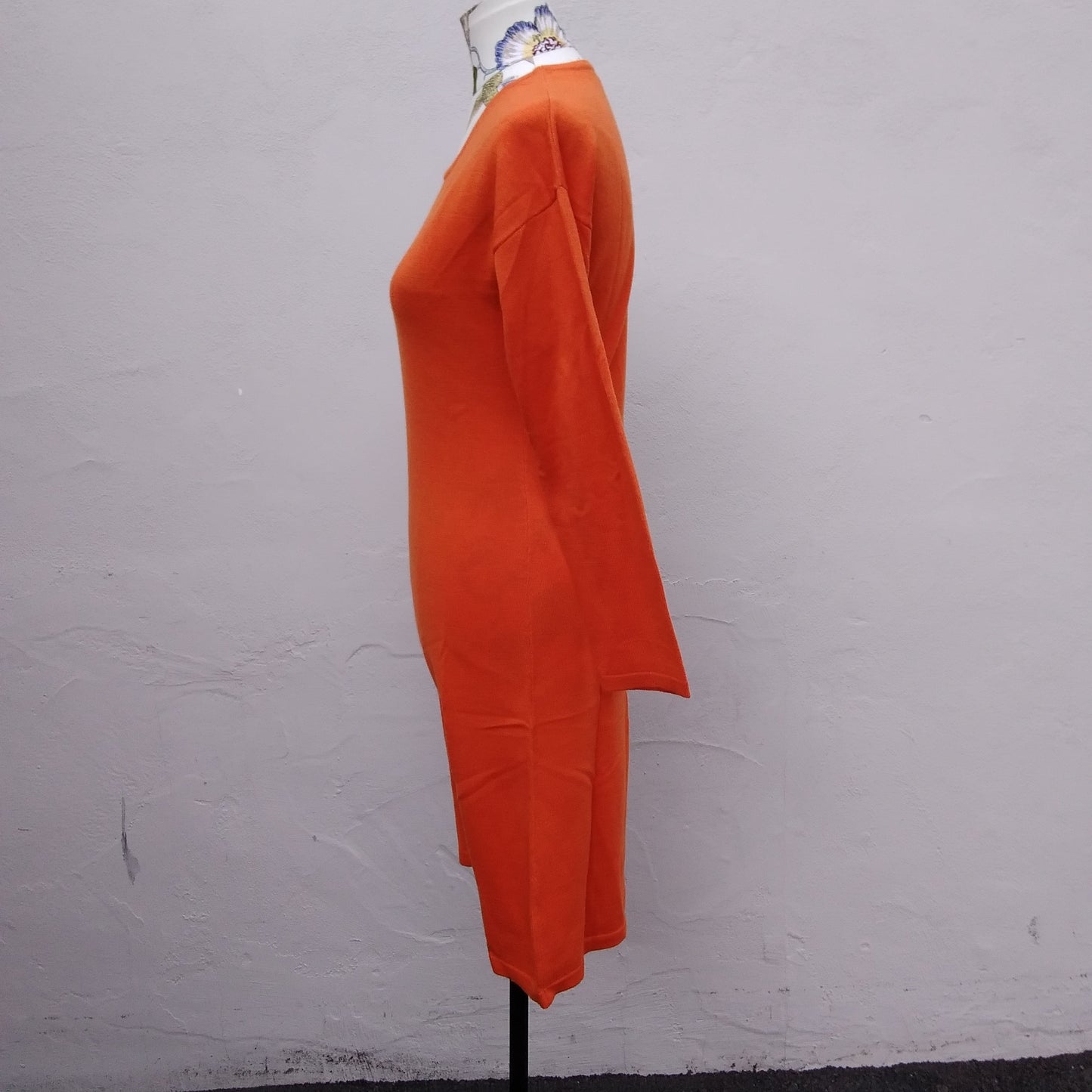 Garnet Hill Orange Long Sleeve Merino Wool Sweater Dress - S